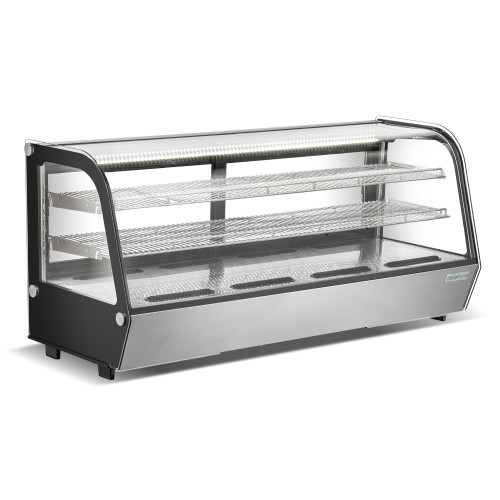Холодильная витрина GoodFood RTW250L — изогнутое стекло, LED-подсветка, 227 л, нержавеющая сталь, для кондитерских и магазинов