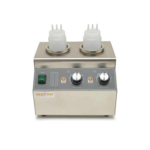 Аппарат для подогрева соусов GoodFood SW2 — профессиональный подогреватель для соусов, топингов и горячего шоколада, 2 емкости, нержавеющая сталь