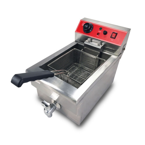 Електрична фритюрниця GoodFood EF8, 8 л, з краном для зливу олії — професійна настільна фритюрниця для кафе та ресторанів