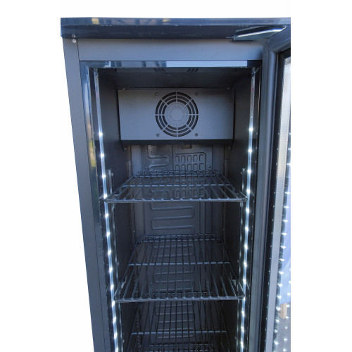 Холодильна шафа для напоїв GoodFood BC160BB2LED, 135 л, чорна, LED-підсвітка, замок, вітрина для барів, кафе, магазинів