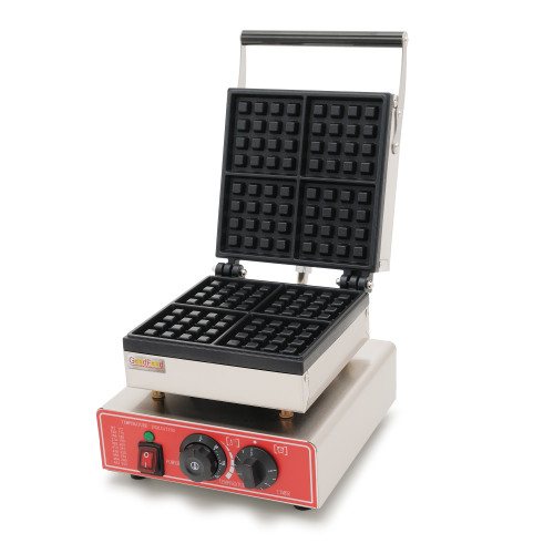 Бельгійська вафельниця GoodFood WB4S — професійна електрична вафельниця для кафе та ресторанів, 4 квадратні вафлі, 2 кВт