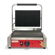 Контактний гриль GoodFood ECG11 Panini RED — електричний професійний гриль з широкою чавунною плитою та фіксацією кришки для кафе і ресторанів