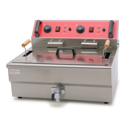 Електрична фритюрниця GoodFood EF20V, 20 л, нержавіюча сталь, 3+3 кВт — професійне обладнання для кафе та ресторанів