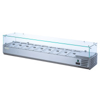 Холодильна вітрина для топінгу GoodFood GF-VRX1800/380-H6C — професійне рішення для кафе, піцерій та фастфуду, 8 GN1/3, нерж. сталь, +2~+8°C