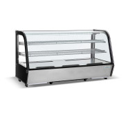 Холодильна вітрина GoodFood RTW200L з нержавіючої сталі, 200 л, LED-підсвітка, цифрове керування, вигнуте скло, для кондитерських виробів