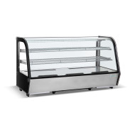 Холодильна вітрина GoodFood RTW200L з нержавіючої сталі, 200 л, LED-підсвітка, цифрове керування, вигнуте скло, для кондитерських виробів