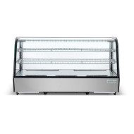 Холодильна вітрина GoodFood RTW200L з нержавіючої сталі, 200 л, LED-підсвітка, цифрове керування, вигнуте скло, для кондитерських виробів