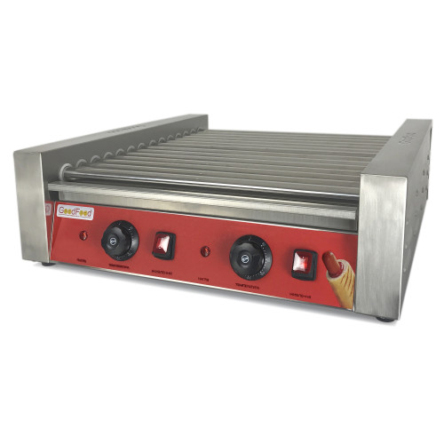 Роликовий гриль GoodFood HDRG14 RED — електричний професійний гриль для сосисок і хот-догів, 14 роликів, 2,8 кВт, для фастфуду та торгівлі