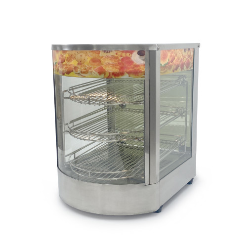 Вітрина теплова GoodFood WS3SS — професійна настільна вітрина з нержавіючої сталі з трьома полицями та підсвіткою для випічки й гарячих страв