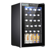 Холодильна шафа для напоїв GoodFood BC75, 68 л, чорний корпус, цифрове керування, подвійне скло, підсвітка, 24 пляшки