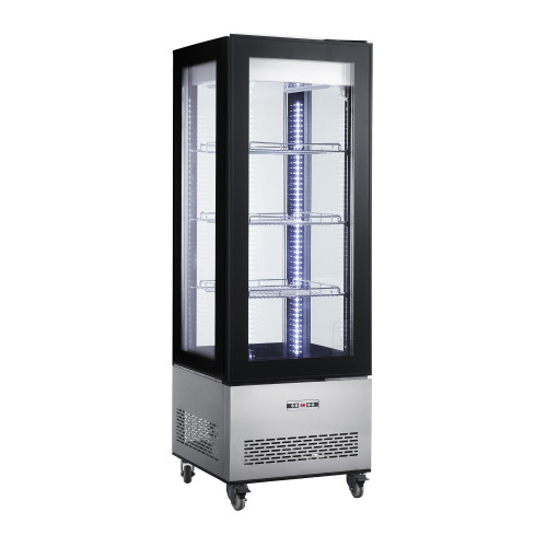 Современная холодильная витрина GoodFood RT400L — 400 л, динамическое охлаждение, LED-подсветка, стеклянный корпус, для кондитерских и магазинов