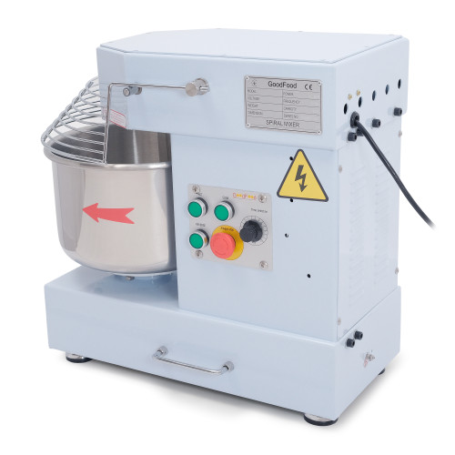 Тістоміс GoodFood SM10T2VFIR, 10 л, спіральний, з реверсом і таймером, для піци, хліба та булочок, ремінний привід, CE, 220В, 1,1 кВт, волошковий