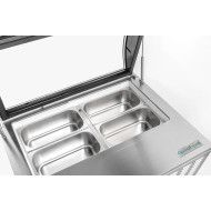 Вітрина для морозива GoodFood RTD67R, 67 л, вигнуте скло, цифрове керування, авторазморожування, 4 GN 1/3, -22…-12°C, нержавіюча сталь