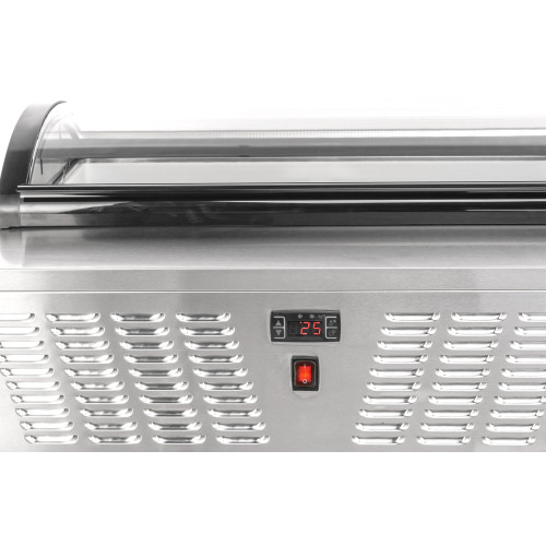 Вітрина для морозива GoodFood RTD67R, 67 л, вигнуте скло, цифрове керування, авторазморожування, 4 GN 1/3, -22…-12°C, нержавіюча сталь