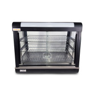 Вітрина теплова GoodFood WS920 Black Line, 3 полиці, підсвітка, 30–110°C, чорна, для гарячих страв, випічки та курей-гриль, 920 мм