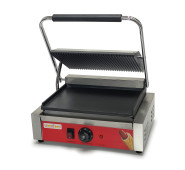 Гриль контактний GoodFood ECG11EA Panini RED — електричний професійний гриль для паніні та сендвічів із широкою чавунною плитою, 2,2 кВт