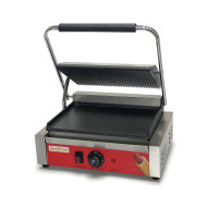 Гриль контактний GoodFood ECG11EA Panini RED — електричний професійний гриль для паніні та сендвічів із широкою чавунною плитою, 2,2 кВт