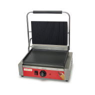 Гриль контактний GoodFood ECG11EA Panini RED — електричний професійний гриль для паніні та сендвічів із широкою чавунною плитою, 2,2 кВт