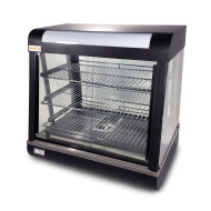 Вітрина теплова GoodFood WS680 Black Line — настільна вітрина для гарячих страв, випічки та курей-гриль, 3 полиці, підсвітка, 30–110°C, чорний корпус