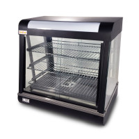 Вітрина теплова GoodFood WS680 Black Line — настільна вітрина для гарячих страв, випічки та курей-гриль, 3 полиці, підсвітка, 30–110°C, чорний корпус