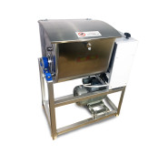 Горизонтальний тістоміс GoodFood SM25 — промислове обладнання для замішування крутого тіста, 25 кг завантаження, дежа з нержавної сталі, реверс