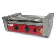 Гриль роликовий GoodFood HDRG7 RED — 7 роликів з нержавіючої сталі, 2 зони нагріву, для сосисок і ковбасок, 1,4 кВт, для фастфуду та кафе