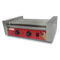 Гриль роликовий GoodFood HDRG7 RED — 7 роликів з нержавіючої сталі, 2 зони нагріву, для сосисок і ковбасок, 1,4 кВт, для фастфуду та кафе