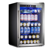 Холодильна шафа для напоїв GoodFood BC128 — 128 л, 36 пляшок, цифрове керування, подвійне скло, чорний корпус, підсвітка