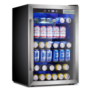 Холодильна шафа для напоїв GoodFood BC128 — 128 л, 36 пляшок, цифрове керування, подвійне скло, чорний корпус, підсвітка
