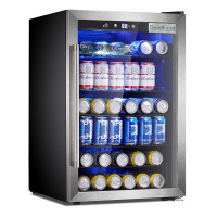 Холодильна шафа для напоїв GoodFood BC128 — 128 л, 36 пляшок, цифрове керування, подвійне скло, чорний корпус, підсвітка