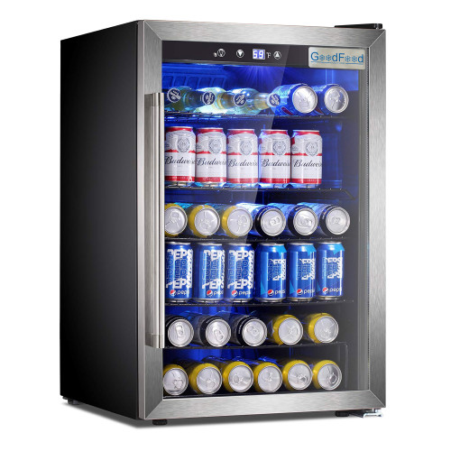 Холодильна шафа для напоїв GoodFood BC128 — 128 л, 36 пляшок, цифрове керування, подвійне скло, чорний корпус, підсвітка