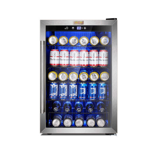 Холодильна шафа для напоїв GoodFood BC128 — 128 л, 36 пляшок, цифрове керування, подвійне скло, чорний корпус, підсвітка