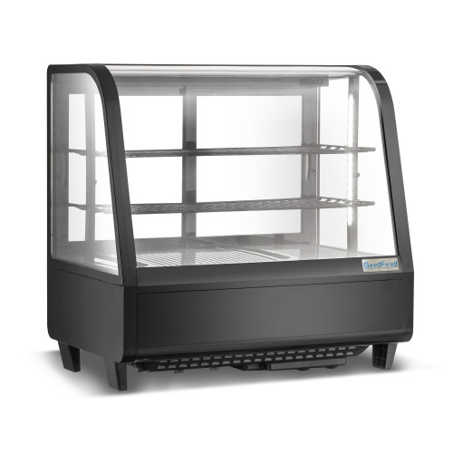 Холодильная витрина GoodFood RTW100L черная Premium — 100 л, LED-подсветка, автооттаивание, динамическое охлаждение, витрина для кондитерских и магазинов