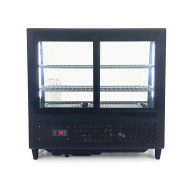 Холодильная витрина GoodFood RTW100L черная Premium — 100 л, LED-подсветка, автооттаивание, динамическое охлаждение, витрина для кондитерских и магазинов