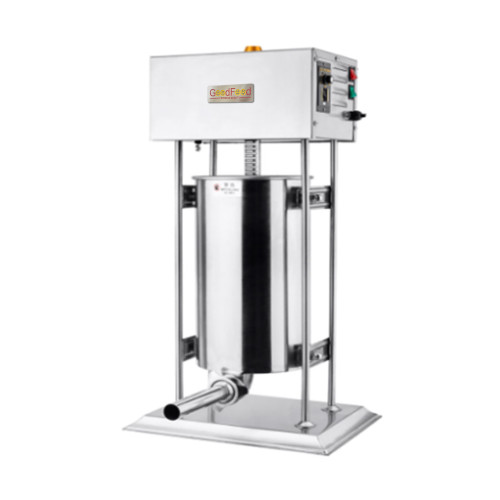 Електричний ковбасний шприц GoodFood SF15VE, вертикальний, 15 л, нержавіюча сталь, 120 Вт, 4 насадки, педаль, для професіоналів