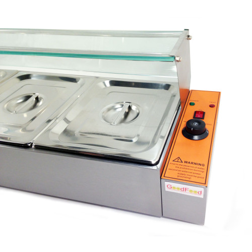 Апарат для підігріву готових страв (марміт) GoodFood BM4G — настільна вітрина на 4 гастроємності GN 1/2, паровий нагрів, нержавіюча сталь, 1,5 кВт