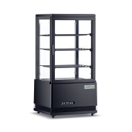 Холодильна вітрина GoodFood RT68L чорна — настільна міні-вітрина для напоїв і десертів з LED-підсвіткою, об’єм 68 л, авторазморожування