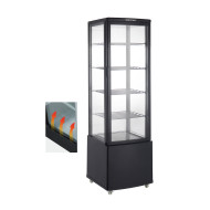 Холодильная витрина GoodFood RT215L3, 215 л, черная, с LED-подсветкой и цифровым управлением для кондитерских и магазинов