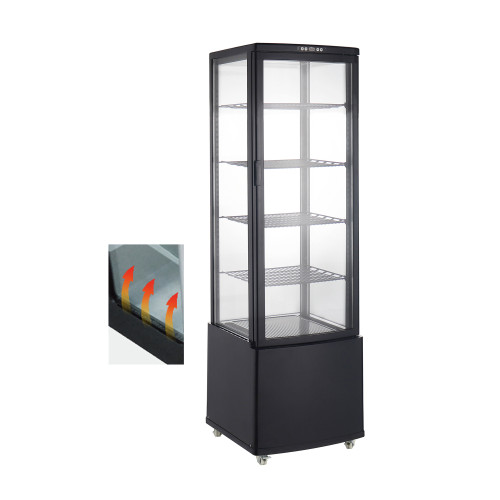 Холодильная витрина GoodFood RT215L3, 215 л, черная, с LED-подсветкой и цифровым управлением для кондитерских и магазинов