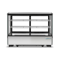 Настільна холодильна вітрина GoodFood RTW160L5, 160 л, нержавіюча сталь, LED-підсвітка, розсувні двері, для кондитерських виробів