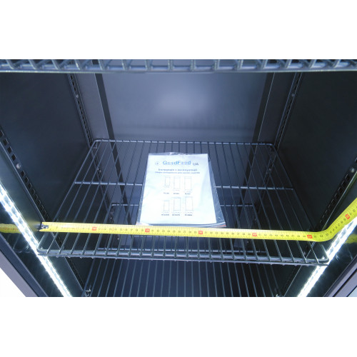 Холодильна шафа для напоїв GoodFood BC480NBB2LED, 466 л, чорна, з LED-підсвіткою, подвійне скло, динамічне охолодження