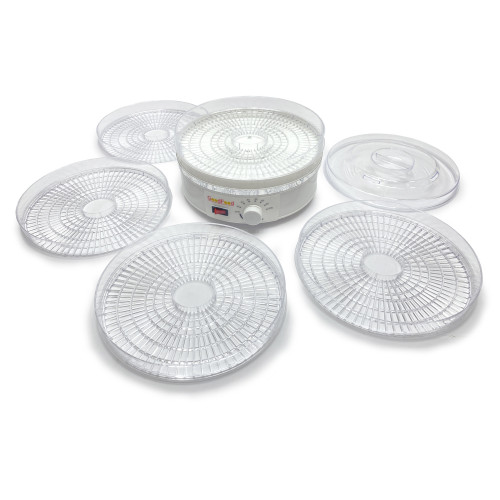 Сушарка для овочів та фруктів GoodFood DVF5 з терморегулятором 35-70°C — компактний дегідратор з 5 лотками