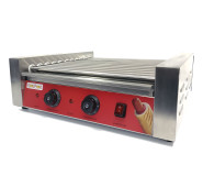 Гриль роликовий GoodFood HDRG11 RED – 11 нержавіючих роликів, 2 двигуни, 2 зони нагріву, для сосисок і хот-догів, 2,2 кВт, 50–300°C