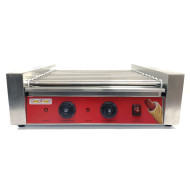 Гриль роликовий GoodFood HDRG11 RED – 11 нержавіючих роликів, 2 двигуни, 2 зони нагріву, для сосисок і хот-догів, 2,2 кВт, 50–300°C
