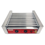 Гриль роликовий GoodFood HDRG11 RED – 11 нержавіючих роликів, 2 двигуни, 2 зони нагріву, для сосисок і хот-догів, 2,2 кВт, 50–300°C