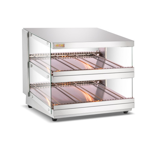 Вітрина теплова GoodFood WS85 ELIT — електрична настільна вітрина з нержавіючої сталі для підтримання випічки, пиріжків та гарячих страв (800×703×704 мм)