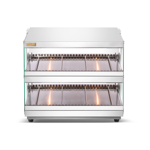Вітрина теплова GoodFood WS85 ELIT — електрична настільна вітрина з нержавіючої сталі для підтримання випічки, пиріжків та гарячих страв (800×703×704 мм)