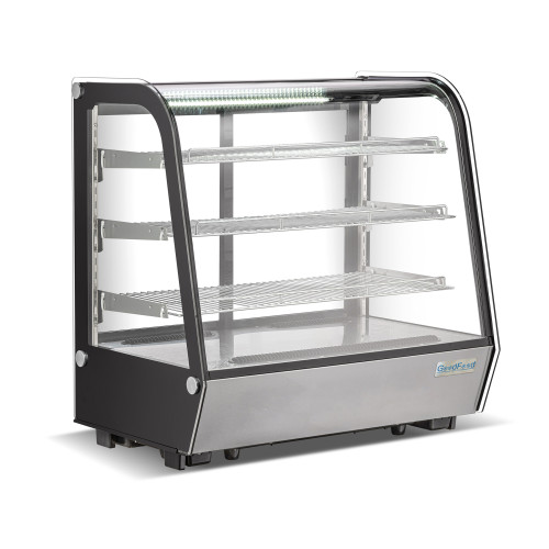 Холодильная витрина GoodFood RTW195L, 178 л, изогнутое стекло, LED-подсветка, нержавеющая сталь, настольная, 3 полки, цифровое управление