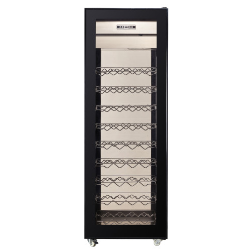 Холодильна вітрина для вина GoodFood RT400L2 — містка винна шафа на 81 пляшку з LED-підсвіткою та цифровим керуванням, 400 л