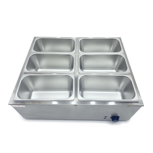 Апарат для підігріву страв GoodFood BM6 — настільний марміт на 6 гастроємкостей GN 1/3, паровий нагрів, нержавіюча сталь, 1,5 кВт, для ресторанів і кафе